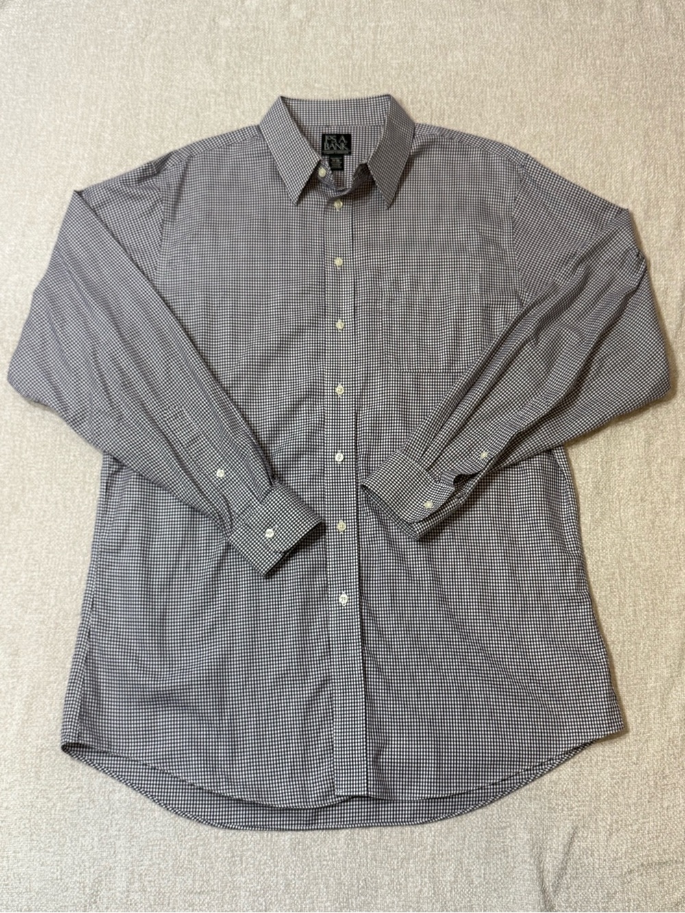 Jos A Bank Traveler 17-36 Tailored Fit Check Dress Shirt Preppy Old Money